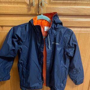 Columbia Kids Blue Watertight Rain Jacket Small 8  Hooded Omnitech